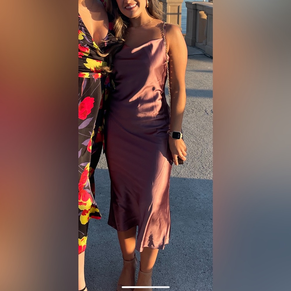Mauve silk midi dress